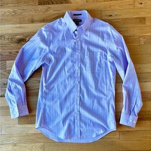 Lands' End Light Purple Checkered Dress Shirt
